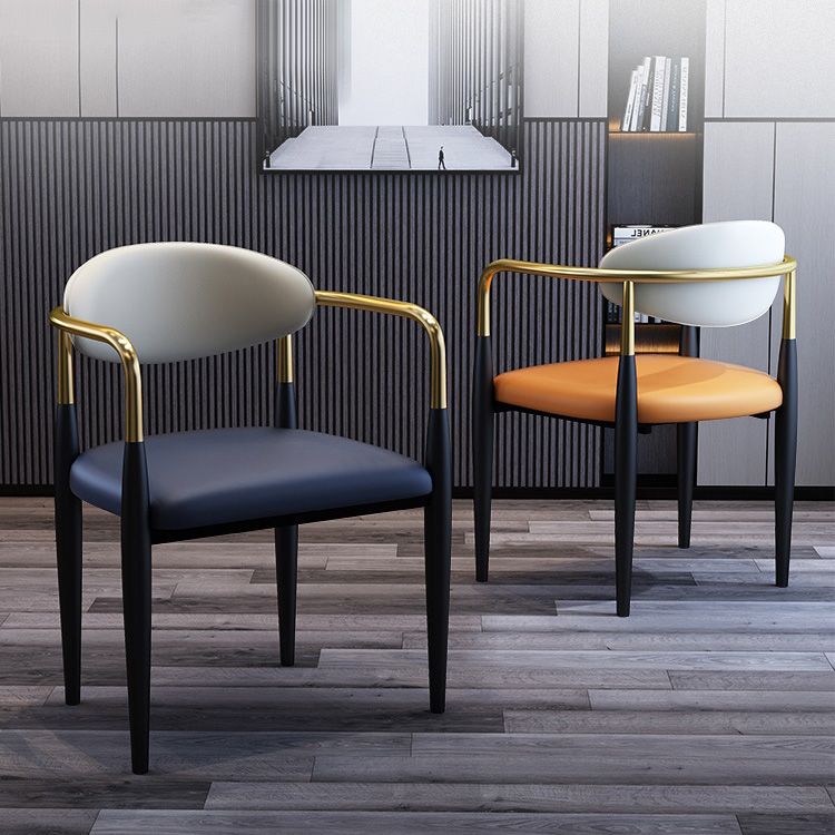 Faux Leather Arm Task Chair Modern Style Upholstered Working Chair Clearhalo 'furn' 'furn_office_chair' 'Furniture' 'Office Chairs' 'Office Furniture' 'office_chair' 1200x1200_52696918-17a7-4588-9245-79673671287c