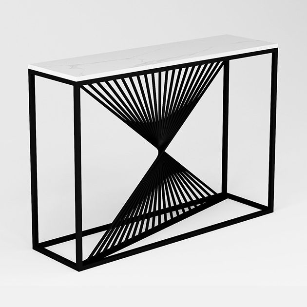 Glam Rectangle Accent Table 31.5" Tall Marble Console Table for Hall Clearhalo 'Console Tables' 'console_tables' 'Entry & Mudroom Furniture' 'furn' 'furn_console_tables' 'Furniture' 1200x1200_5269d2e1-567e-43a9-9452-b9118cb8a49c