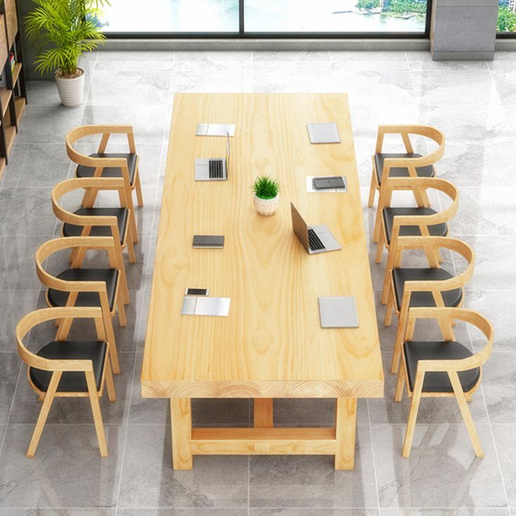 Modern Rectangle Office Table Solid Wood Trestle Base Meeting Desk Clearhalo 'furn' 'furn_office_desk' 'Furniture' 'Office Desks' 'Office Furniture' 'office_desk' 1200x1200_5269d4eb-b9f9-4568-92c7-e2db9bc53258