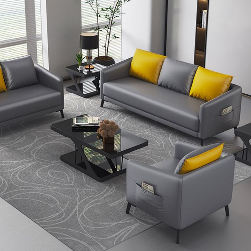 Canapé moderne à 3 places moderne du milieu du siècle canapé de bras carré en cuir avec rangement