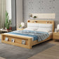 Solid Wood Platform Bed Storage Platform Bed Frame Natural and Walnut