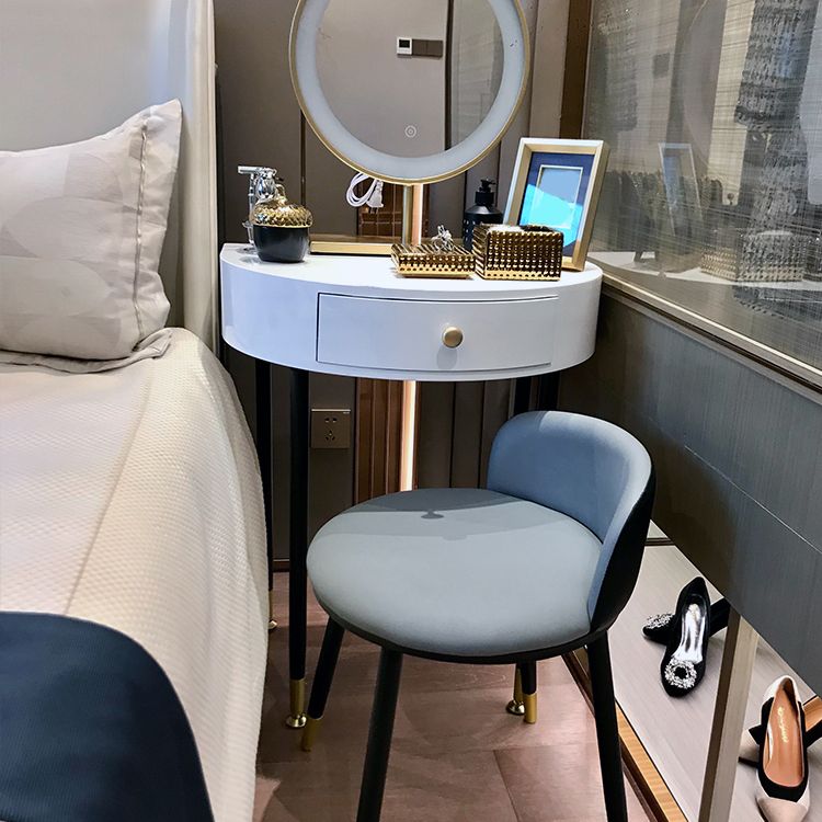 Modern Semicircle Slate Top Table Makeup Vanity with Drawers Clearhalo 'Bedroom Furniture' 'furn' 'furn_makeup_vanities' 'Furniture' 'Makeup Vanities' 'makeup_vanities' 1200x1200_526db18f-7fcc-428d-8405-4406d3a0f676