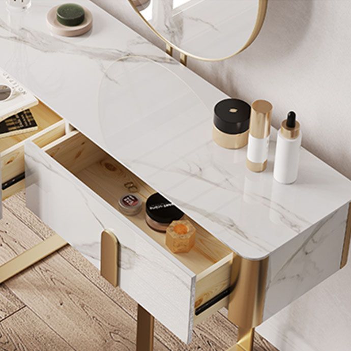 Glam Slate Top Vanity Table 2-Drawer Vanity Dressing Table Set Clearhalo 'Bedroom Furniture' 'furn' 'furn_makeup_vanities' 'Furniture' 'Makeup Vanities' 'makeup_vanities' 1200x1200_5270bc17-567a-48c6-9078-9c429218be74