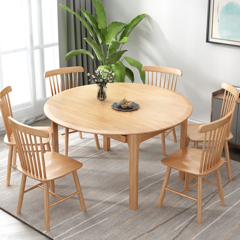 Moderne ronde uittrekbare eettafel van rubberhout met 4 poten