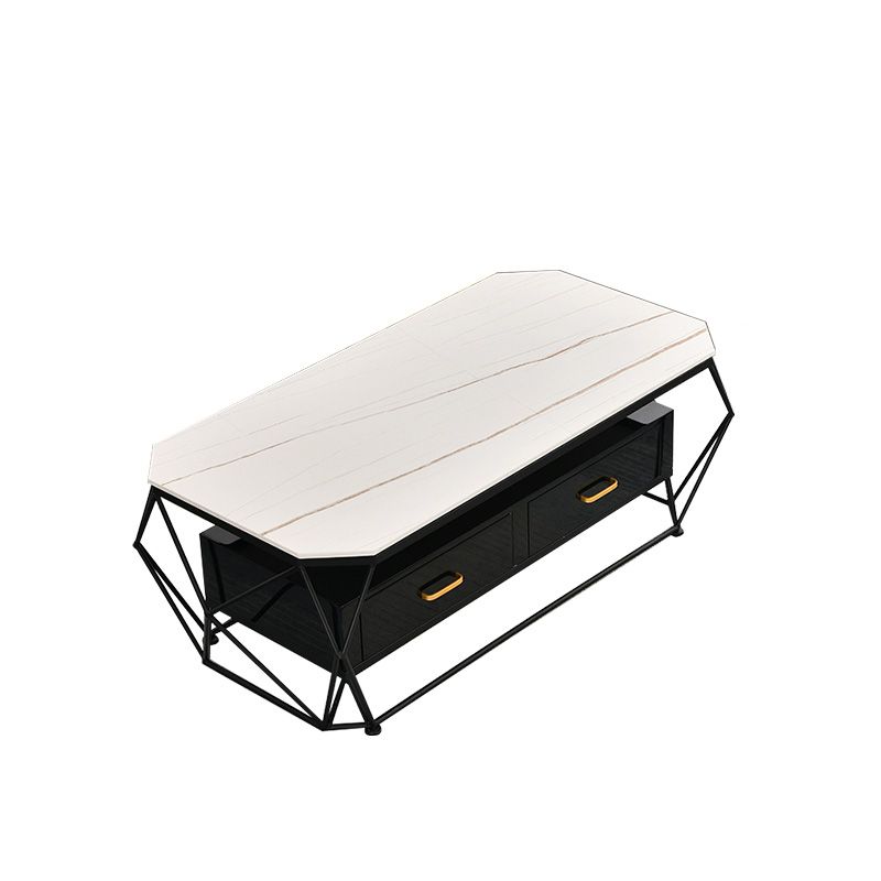 Tavolino geometrico in ardesia 2 cassetti Tavolo da cocktail - 17,7 "H