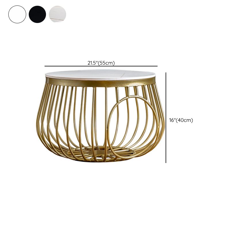Glam Slate/Glass Top Coffee Table Dia 21.7" Frame Cocktail Table with Storage Clearhalo 'Coffee & Accent Tables' 'Coffee Tables' 'coffee_tables' 'furn' 'furn_coffee_tables' 'Furniture' 'Living Room Furniture' 1200x1200_52760274-68ee-447d-a479-10b211d79019