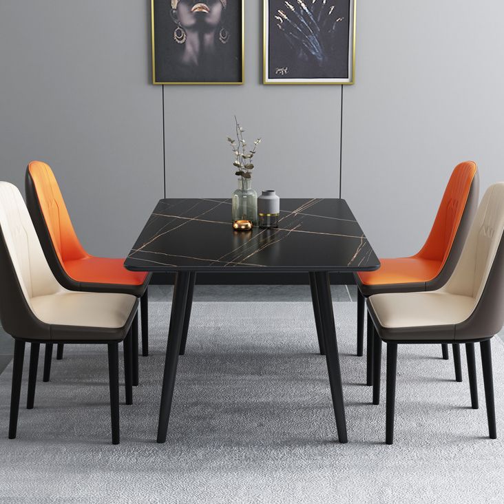 Dining Room Contemporary Sintered Stone Dining Table Rectangular Table with Metallic Base Clearhalo ' dining_table' 'Dining Tables & Seating' 'Dining Tables' 'furn' 'furn_dining_table' 'Furniture' 'furniture_dining_table' 'Kitchen & Dining Furniture' 'kitchen&dining_furn' 'kitchen' 'kitchen_dining_table' 1200x1200_5278eadd-8a1f-4d45-9c7f-f6d21eecfe04