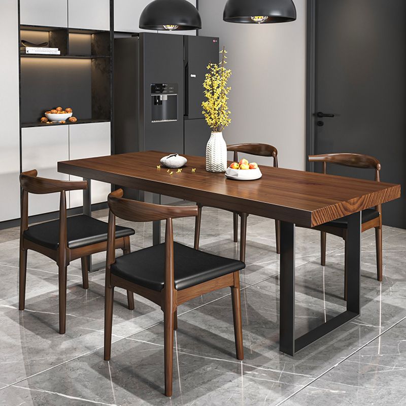Brown Solid Wood Industrial Dining Table Set 1/2/5/7 Pcs Dinette Set for Home Clearhalo 'Dining Room Sets' 'Dining Tables & Seating' 'dining_room_set' 'furn' 'furn_dining_room_set' 'Furniture' 'Kitchen & Dining Furniture' 1200x1200_52790107-231b-419e-aa1e-0cbb7067cbfc