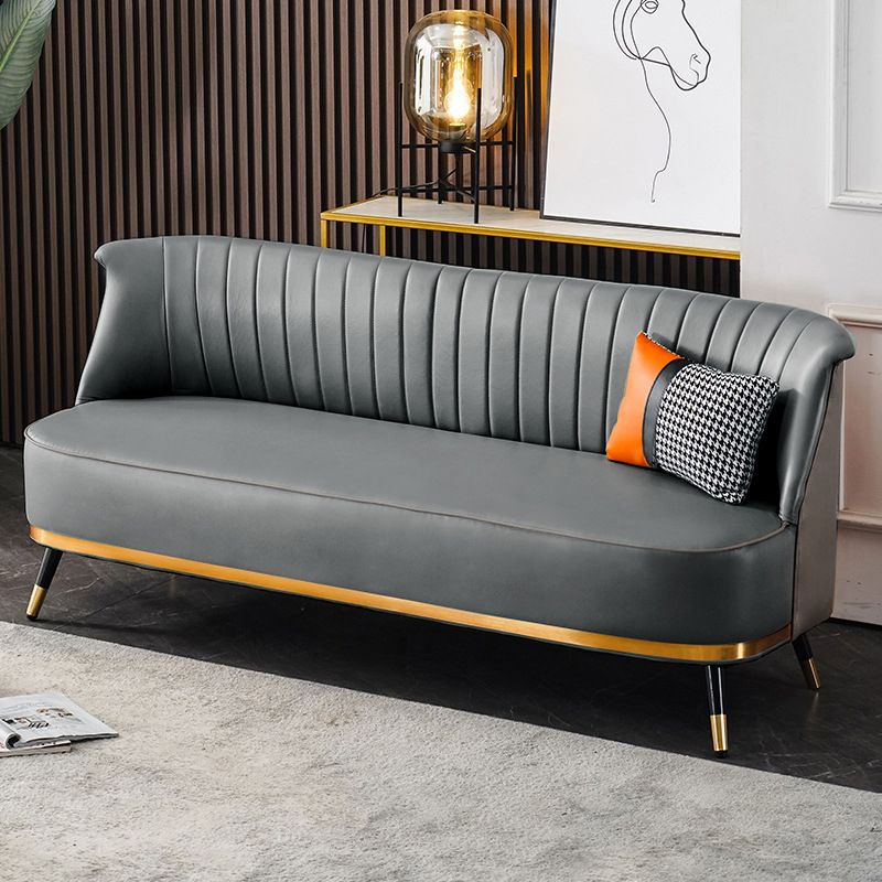 Faux Leather Modern Recessed Arm Sofa Standard Sofa for Living Room, Apartment Clearhalo 'furn' 'furn_sofas' 'Furniture' 'furniture_sofas' 'Living Room Furniture' 'Sofa' 'sofas' 1200x1200_5279b1b8-3770-4b19-a1c9-37060d9846a2