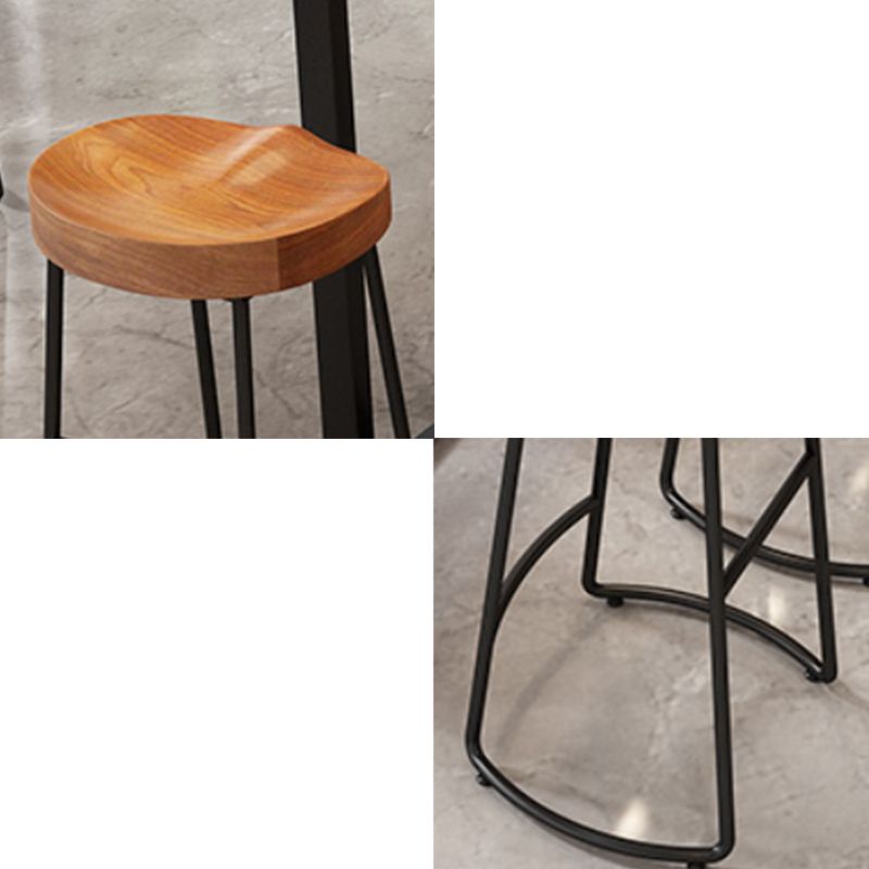 Modern Armless Backless Counter Stool Pine Wood Bar Stool with Pedal for Bar