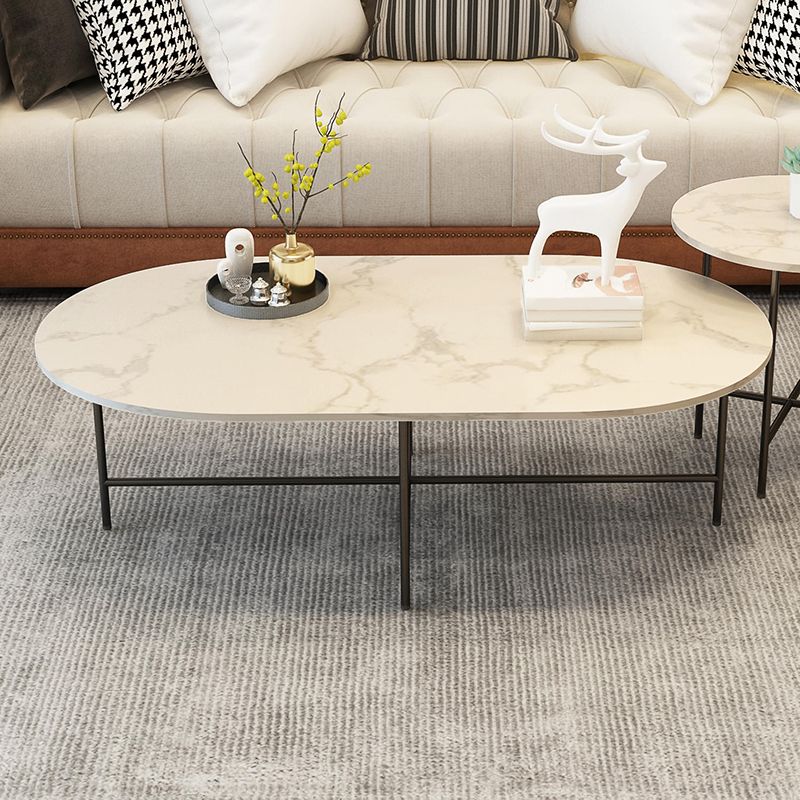 Glam Cocktail Table 4 Legs Slate Round/Oval Coffee Table Set Clearhalo 'Coffee & Accent Tables' 'Coffee Tables' 'coffee_tables' 'furn' 'furn_coffee_tables' 'Furniture' 'Living Room Furniture' 1200x1200_527ea00b-322a-428d-a1a9-bf433003e82b