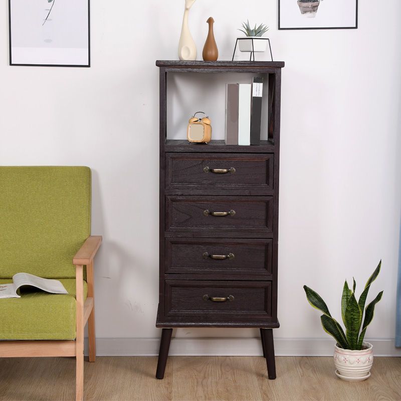 Cofre de acento de madera contemporáneo con cajones y estante de 12.59 "de ancho