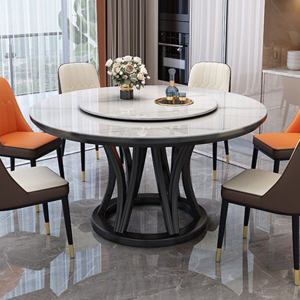 Round Dining Table Modern Dining Table with Wood Pedestal in Black Clearhalo ' dining_table' 'Dining Tables & Seating' 'Dining Tables' 'furn' 'furn_dining_table' 'Furniture' 'furniture_dining_table' 'Kitchen & Dining Furniture' 'kitchen&dining_furn' 'kitchen' 'kitchen_dining_table' 1200x1200_527f508f-9b93-4988-be32-f06d23960d0e
