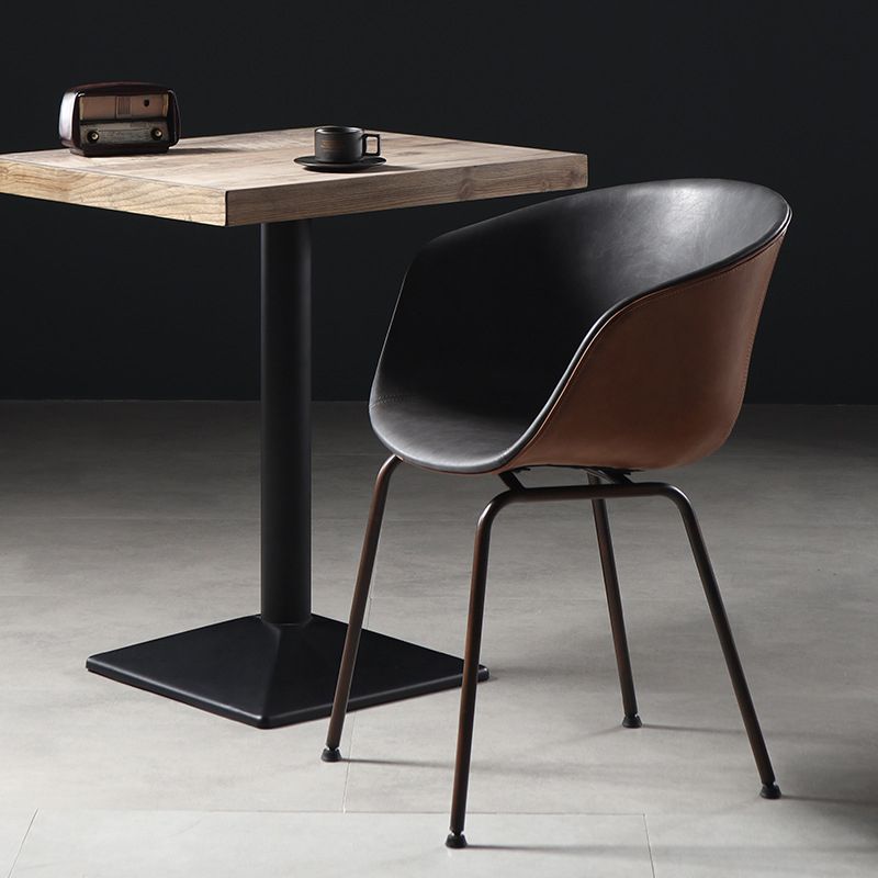 Industrial Style Metal Matte Finish Dining Arm Chair Solid Back Dining Chair Clearhalo ' kitchen&dining_furn' 'Dining Chairs' 'Dining Tables & Seating' 'dining_chair' 'Furniture' 'furniture_dining_chair' 'Kitchen & Dining Furniture' 'kitchen' 1200x1200_528004d4-8b0a-48ba-8f97-5e329cb6af4a