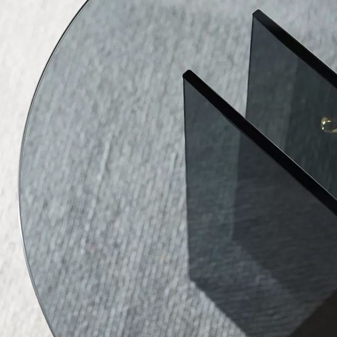 Contemporary Glass Top Abstract Round Living Room Side End Table