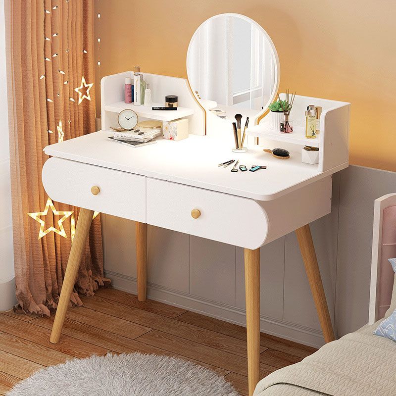 Contemporary White Vanity Dressing Table with Mirror in Solid Wood Clearhalo 'Bedroom Furniture' 'furn' 'furn_makeup_vanities' 'Furniture' 'Makeup Vanities' 'makeup_vanities' 1200x1200_52828fca-d97b-472b-a512-18a2793dfd6c