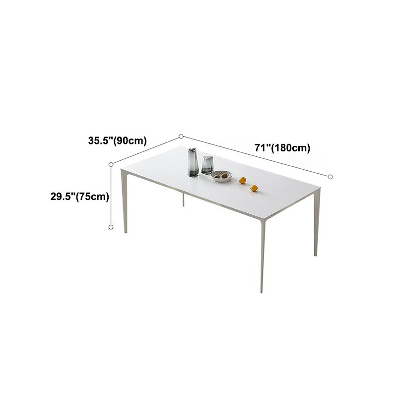 Modern Rectangle Dining Table Stone Top Table with Metal Base in White Clearhalo 'Dining Tables & Seating' 'Dining Tables' 'dining_table' 'Furniture' 'furniture_dining_table' 'Kitchen & Dining Furniture' 1200x1200_52835d06-fdd9-4fed-897d-50d919d0d3a3