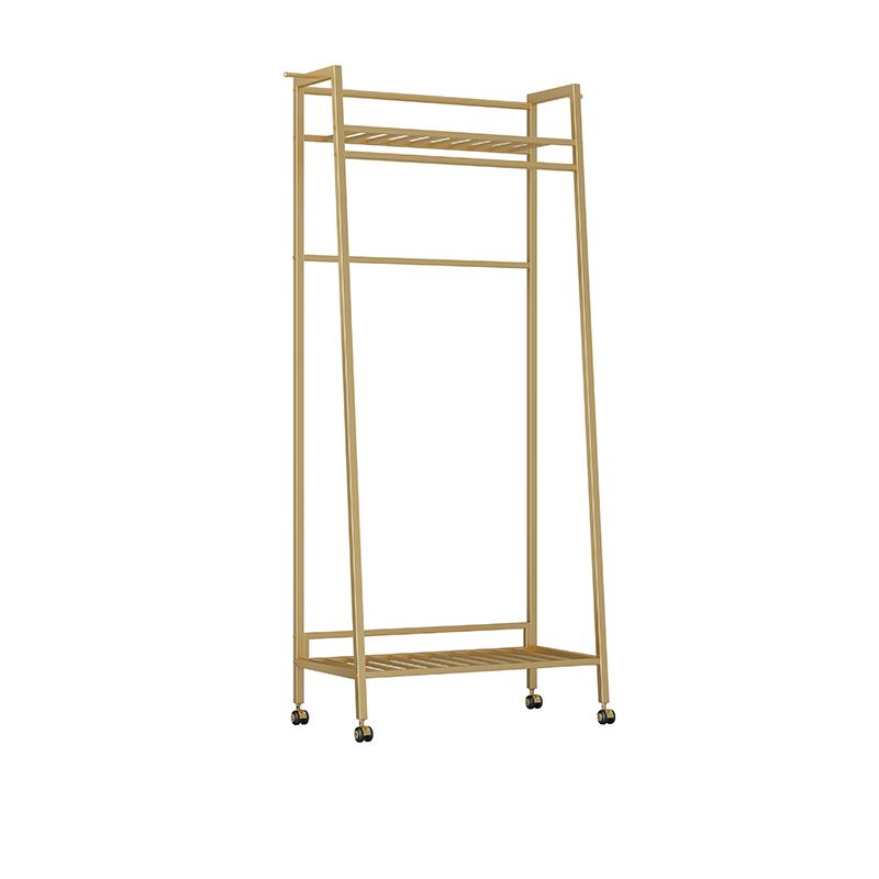 Glam Metal Hall Stand Hanging Rail Storage Shelving and 2 Hooks Coat Hanger Clearhalo 'Entry & Mudroom Furniture' 'furn' 'furn_hall_tree_coat_racks' 'Furniture' 'Hall Trees & Coat Racks' 'hall_tree_coat_racks' 1200x1200_528437c9-54e5-4706-bace-4f9e72d3f73e