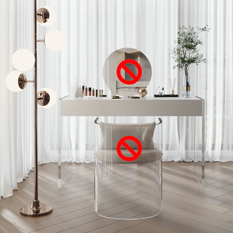 Mirrored Wood Makeup Dressing Table Modern Style Stool Set in White Clearhalo 'Bedroom Furniture' 'furn' 'furn_makeup_vanities' 'Furniture' 'Makeup Vanities' 'makeup_vanities' 1200x1200_52844ad8-ab86-422f-86e9-1de94c239649