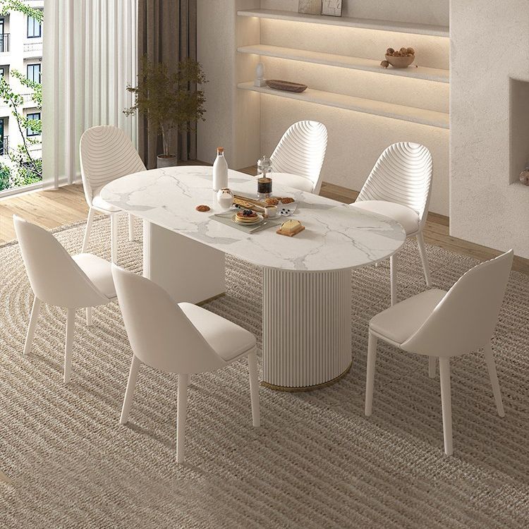 Mesa de comedor de lujo tradicional mesa de comedor ovalado con pedestal doble