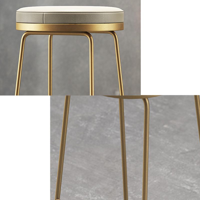 Scandinavian Style Bar-stool Round Leather Seat Counter Chair for Kitchen Bar Clearhalo 'Bar Furniture' 'Bar Stools' 'bar_stools' 'furn' 'furn_bar_stools' 'furniture_bar_stools' 'Kitchen & Dining Furniture' 'kitchen&dining_furn' 'kitchen' 'kitchen_furn' Furniture' 1200x1200_5287c566-c87c-4555-802f-3a094d33153d