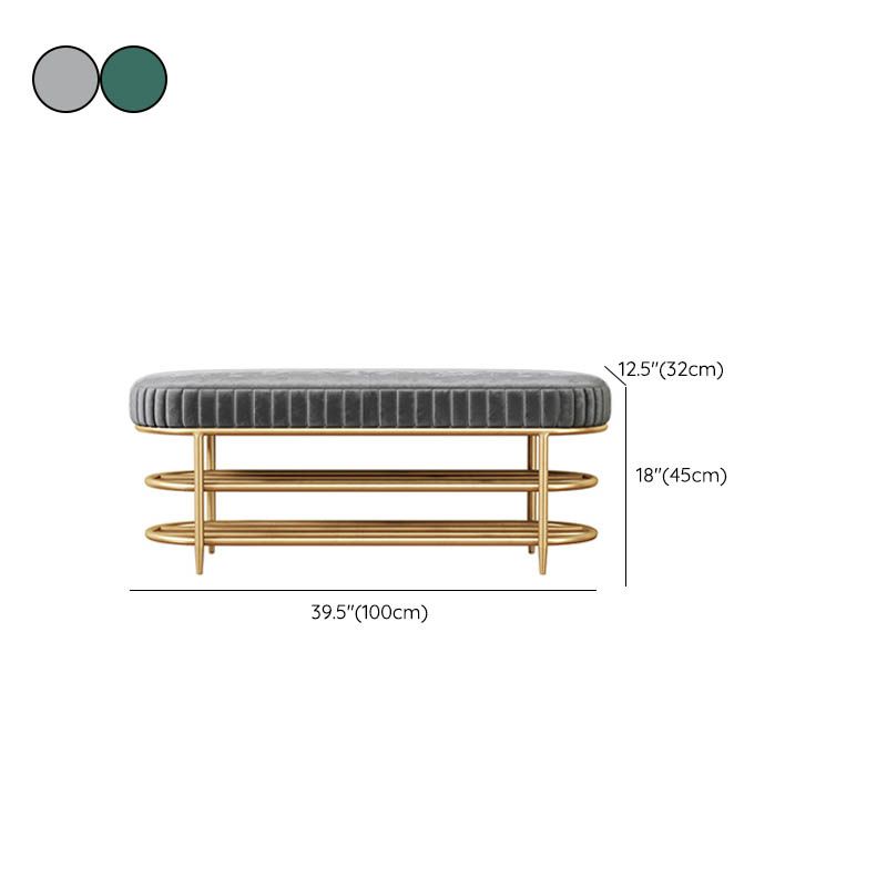 Banco de asiento de metal acolchado de entrada glamoroso con estantes, de 12.5 pulgadas de ancho