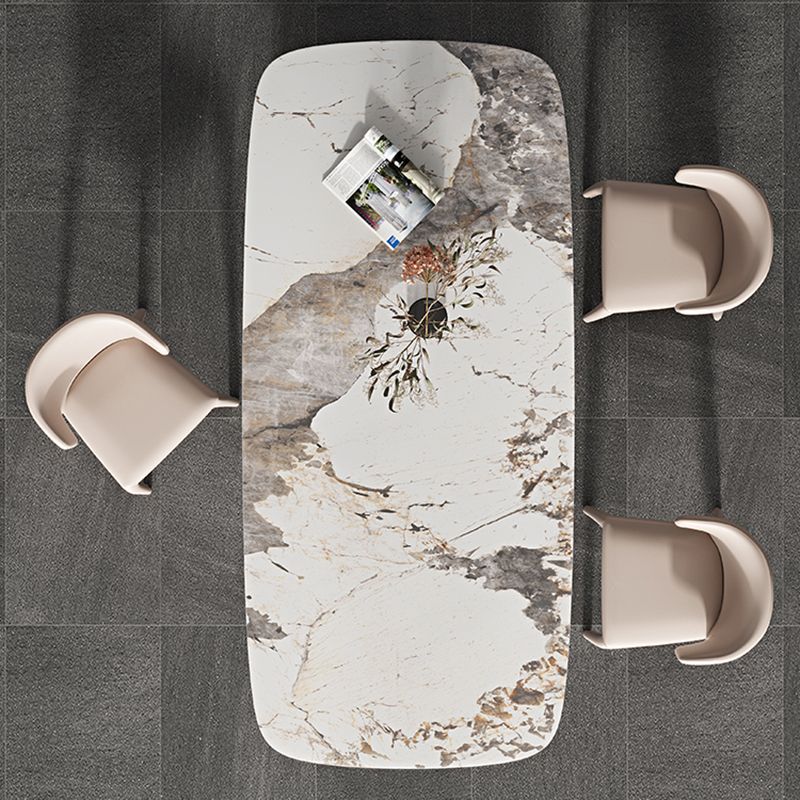 Rectangle Dining Table Sintered Stone Top Modern White Table with Black Legs Clearhalo 'Dining Tables & Seating' 'Dining Tables' 'dining_table' 'furn' 'furn_dining_table' 'Furniture' 'Kitchen & Dining Furniture' 1200x1200_5289aa37-2454-414d-a093-0c6891fa3d33