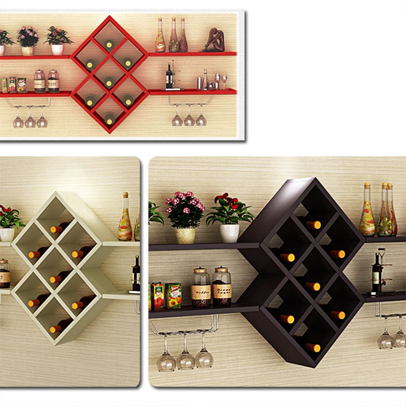 Contemporary Manufactured Wood Wine Bottle & Glass Rack Wall Mounted Wine Rack Kit