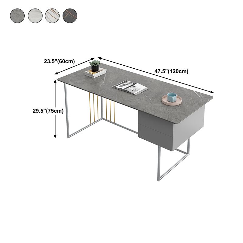 Glam Office Desk 23.62"Wide Curved Executive Desk with 2 Storage Drawers