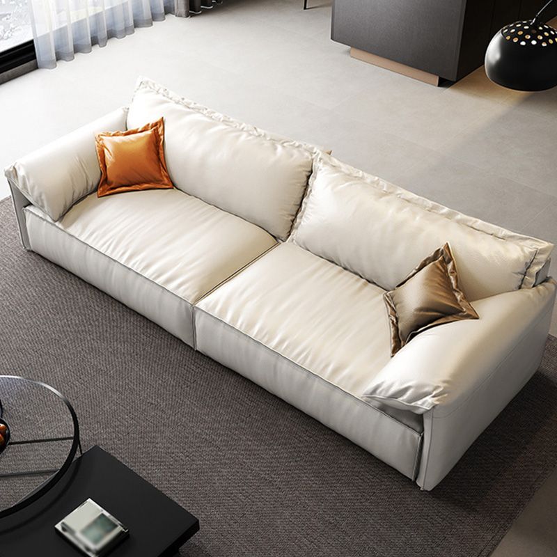 Modern Style White Sofa with Pillow Armrest Cushioned Seat down Seat Padding Clearhalo 'furn' 'furn_sofas' 'Furniture' 'furniture_sofas' 'kitchen' 'kitchen_sofas' 'Living Room Furniture' 'Sofa' 'sofas' 1200x1200_528d0fb8-3e89-4028-99c7-d823998a22d7