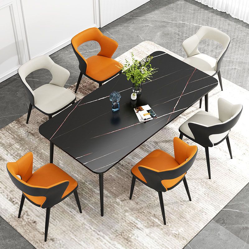 Contemporary Home Upholstered Arm Chair Matte Finish Open Back Dining Chair Clearhalo ' kitchen&dining_furn' 'Dining Chairs' 'Dining Tables & Seating' 'dining_chair' 'furn' 'furn_dining_chair' 'Furniture' 'furniture_dining_chair' 'Kitchen & Dining Furniture' 'kitchen' 1200x1200_528dc866-0f7a-4d62-98bb-abd288a63e55