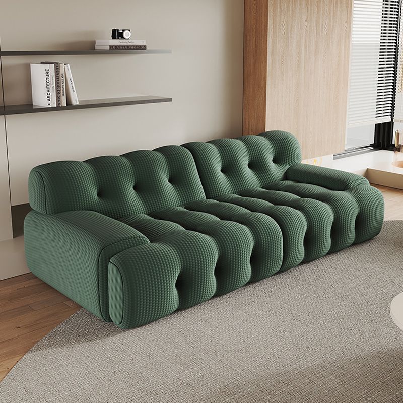 Modernistic Biscuit Back Sofa Tuxedo Arm Loveseat for Bonus Room