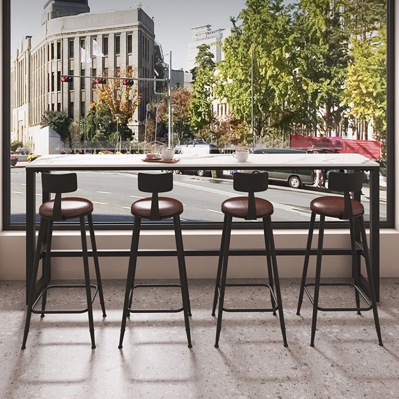 Rectangle Faux Marble Bar Height Table Contemporary Trestle Base Bar Table Clearhalo 'Bar Furniture' 'Bar Tables' 'bar_tables' 'furn' 'furn_bar_tables' 'Furniture' 'Kitchen & Dining Furniture' 1200x1200_52924cad-1afc-4f82-afb7-0a3d0f02a7b0