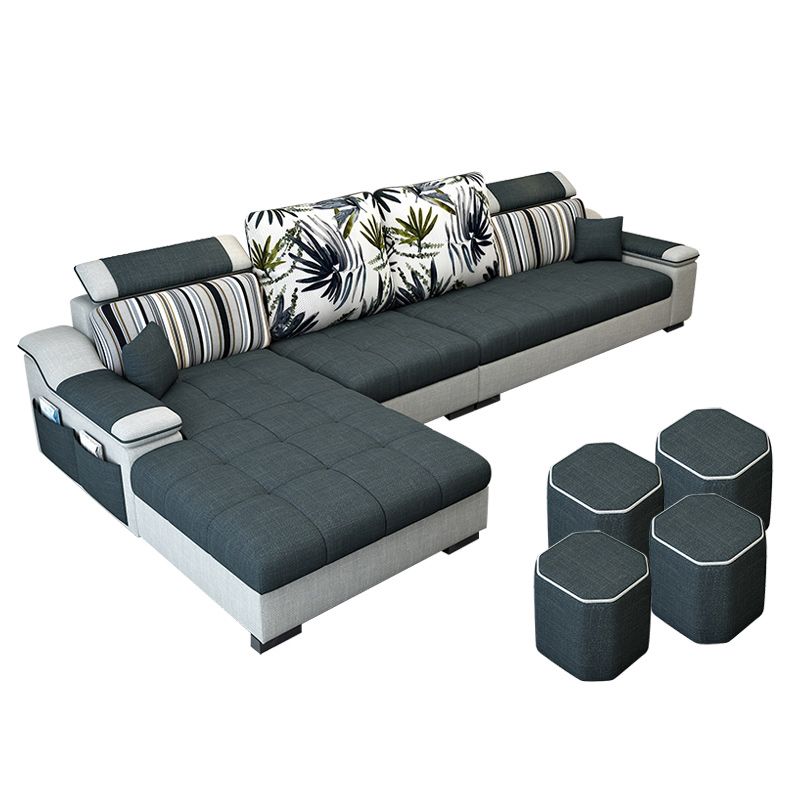 Contemporary Sloped Arms Modular L-Shape Furniture Sectionals