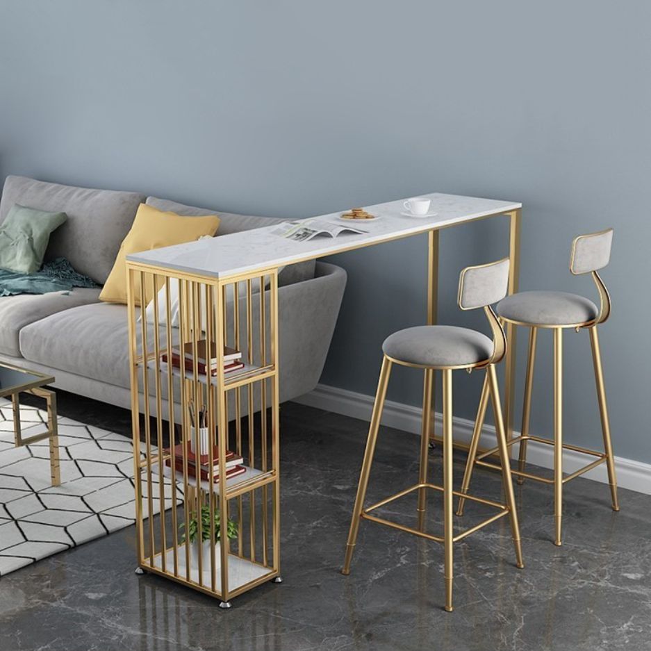 Glam 1/2/3 Pieces Bar Table Set Rectangle Stone Counter Table with Stools for Living Room Clearhalo 'Bar Furniture' 'furn' 'furn_home_bar_bar_sets' 'Furniture' 'Home Bars & Bar Sets' 'home_bar_bar_sets' 'Kitchen & Dining Furniture' 1200x1200_5294a76b-85c9-4ffa-9e8d-70c467fc2e6b