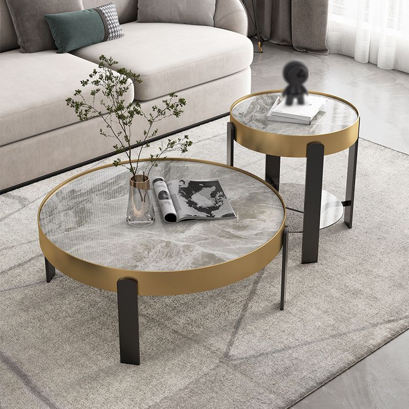Contemporary Coffee Table Set 4 Legs Slate Coffee Cocktail Table Clearhalo 'Coffee & Accent Tables' 'Coffee Tables' 'coffee_tables' 'furn' 'furn_coffee_tables' 'Furniture' 'Living Room Furniture' 1200x1200_5297bc98-c451-4366-8c48-e406fb436790
