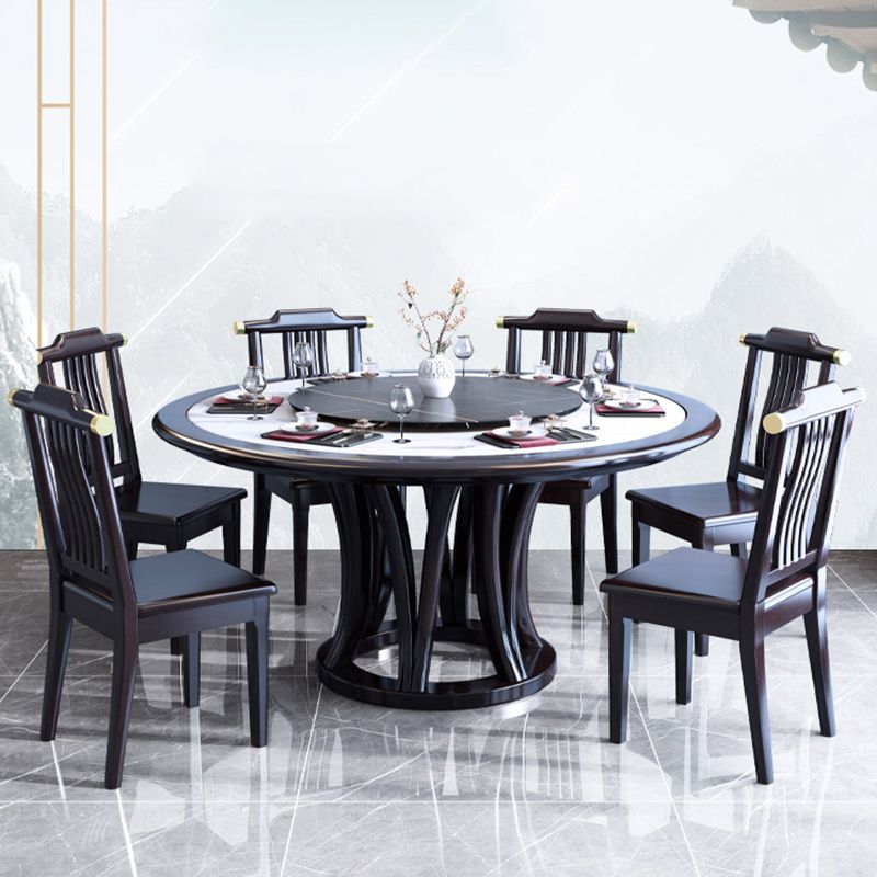 Round Dining Table with Wooden Pedestal Tradition Dinette Table for Home Clearhalo 'Dining Tables & Seating' 'Dining Tables' 'dining_table' 'furn' 'furn_dining_table' 'Furniture' 'Kitchen & Dining Furniture' 1200x1200_5297f345-d1c1-43a3-b7d5-a574ba3b428b