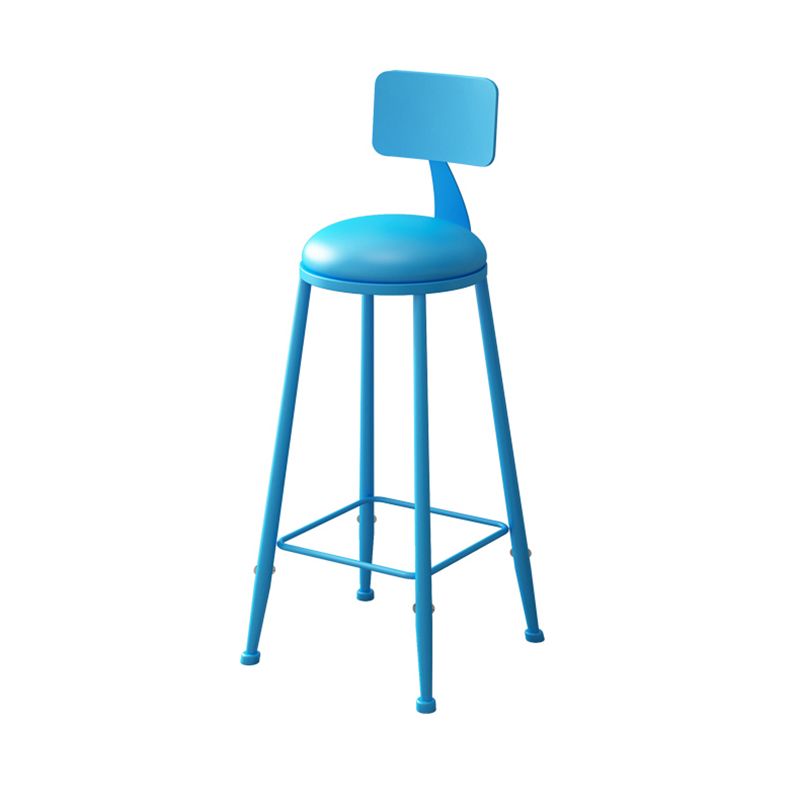 Nordic Armless Backrest Counter Stool Iron Couture Bar Stool with Cushion and Pedal Clearhalo 'Bar Furniture' 'Bar Stools' 'bar_stools' 'furn' 'furn_bar_stools' 'Furniture' 'Kitchen & Dining Furniture' 1200x1200_52985957-48db-41ed-8887-138d9df3bde8