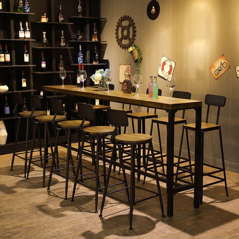 Wood Cocktail Bar Table with Rectangle Table Top Black Trestle Table - 41.3" H Clearhalo 'Bar Furniture' 'Bar Tables' 'bar_tables' 'furn' 'furn_bar_tables' 'Furniture' 'furniture_bar_tables' 'Kitchen & Dining Furniture' 1200x1200_529af58f-ddac-4569-ad16-d62cc5ba6853