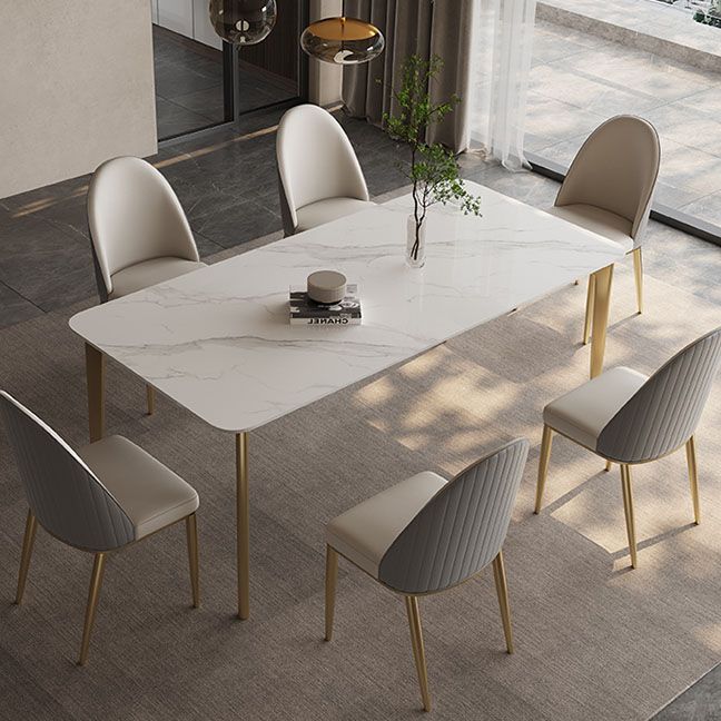 Glam -eetkamer zijstoel metalen benen Parsons Dining Armloze stoel