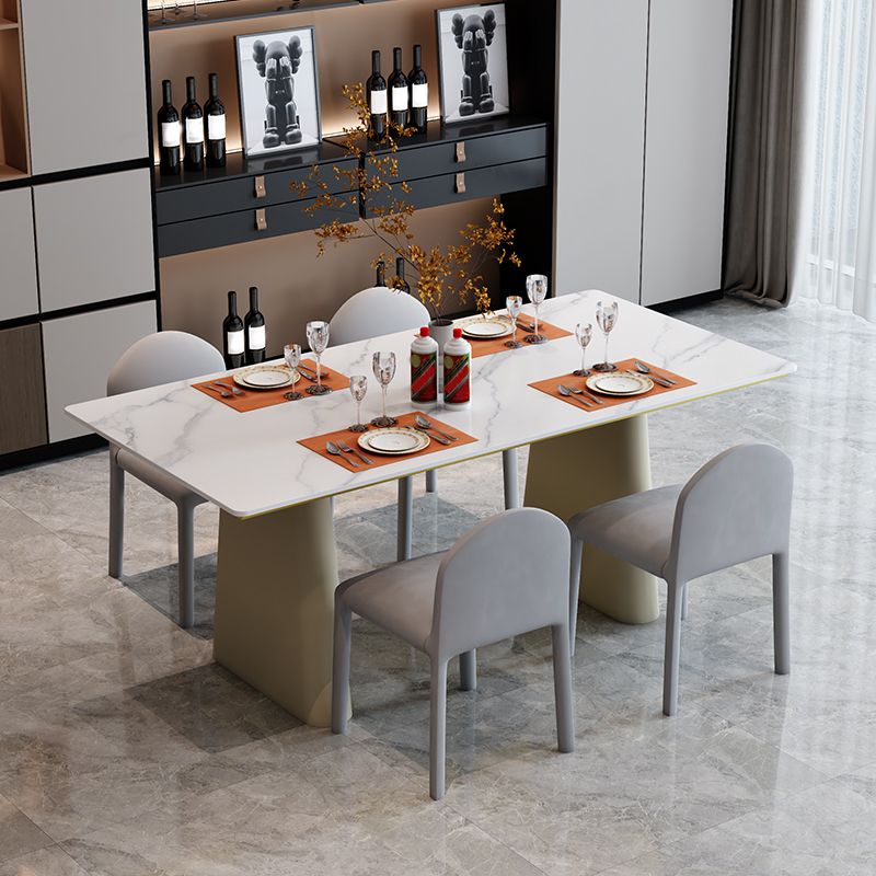 Stile moderno 1/5/7 pezzi set da pranzo tavolo da pranzo in pietra rettangolo per sala da pranzo