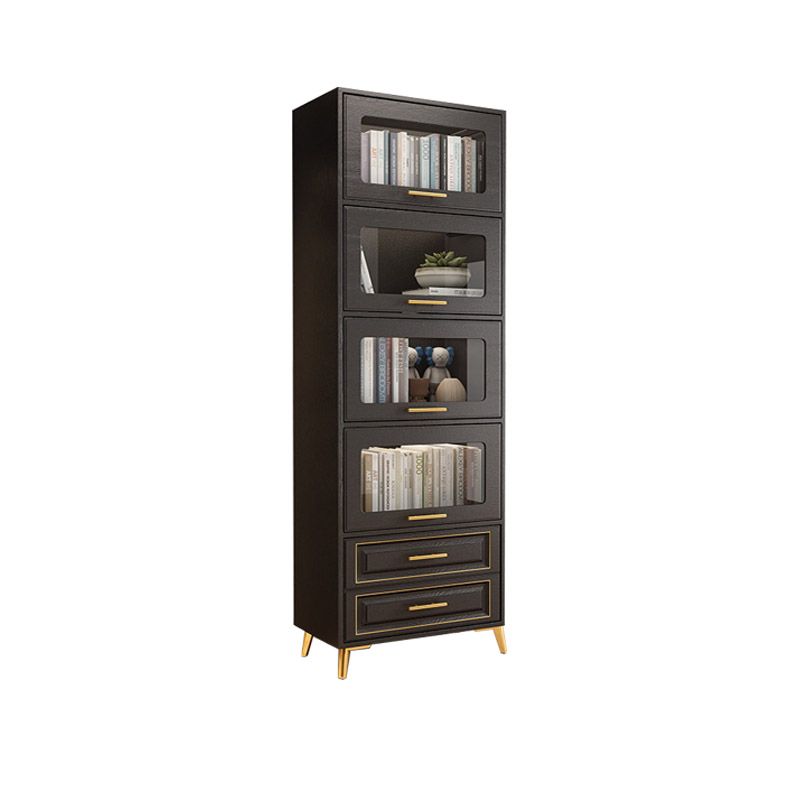 Contemporary Black Chest Glass Paned Accent Cabinet with Drawer Clearhalo 'Cabinets & Chests' 'cabinets_chests' 'furn' 'furn_cabinets_chests' 'Furniture' 'Living Room Furniture' 1200x1200_52a2737d-ec44-41a0-ac4b-035f5659def5