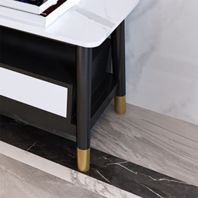 2 - Drawer and 1 - Shelf Coffee Table Rectangular Slate 4 Legs Cocktail Table Clearhalo 'Coffee & Accent Tables' 'Coffee Tables' 'coffee_tables' 'furn' 'furn_coffee_tables' 'Furniture' 'Living Room Furniture' 1200x1200_52a2a796-5363-4a67-87d2-ab1950448290