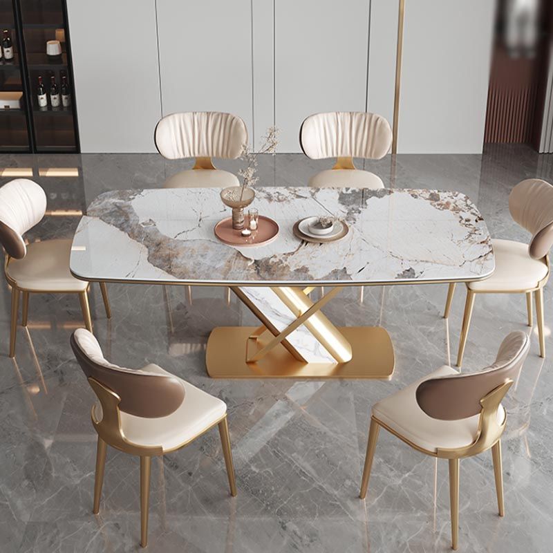 Traditional Luxury Stone Dining Table Gold Pedestal Casual Dining Table Clearhalo 'Dining Tables & Seating' 'Dining Tables' 'dining_table' 'furn' 'furn_dining_table' 'Furniture' 'furniture_dining_table' 'Kitchen & Dining Furniture' 1200x1200_52a3eb72-2b55-4129-8bd6-4acfa978d38e