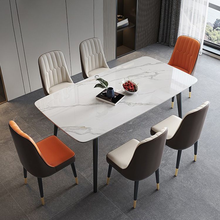 Modern Stone Rectangle Dining Table 4 Metal Legs for Dining Room Clearhalo 'Dining Tables & Seating' 'Dining Tables' 'dining_table' 'furn' 'furn_dining_table' 'Furniture' 'Kitchen & Dining Furniture' 1200x1200_52a42752-de18-4d32-a3f1-76b3c977ed43