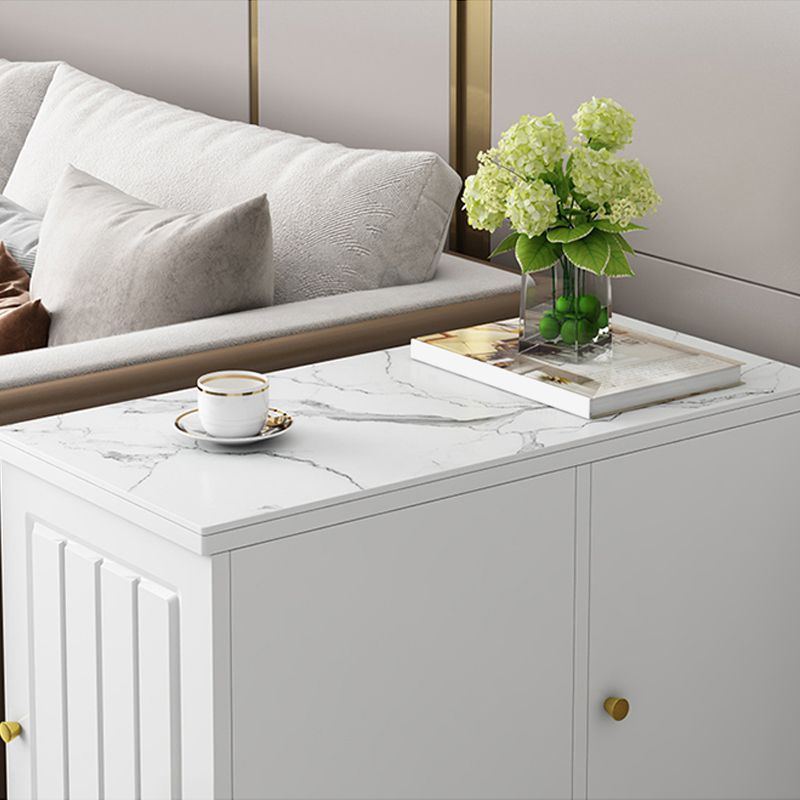 Rectangular Stone Side Table 24.41" Tall 2-Door End Table with Storage Clearhalo 'Coffee & Accent Tables' 'End & Side Tables' 'end_side_tables' 'furn' 'furn_end_side_tables' 'Furniture' 'Living Room Furniture' 1200x1200_52a532bb-340b-4641-945d-207d8f9a4c96