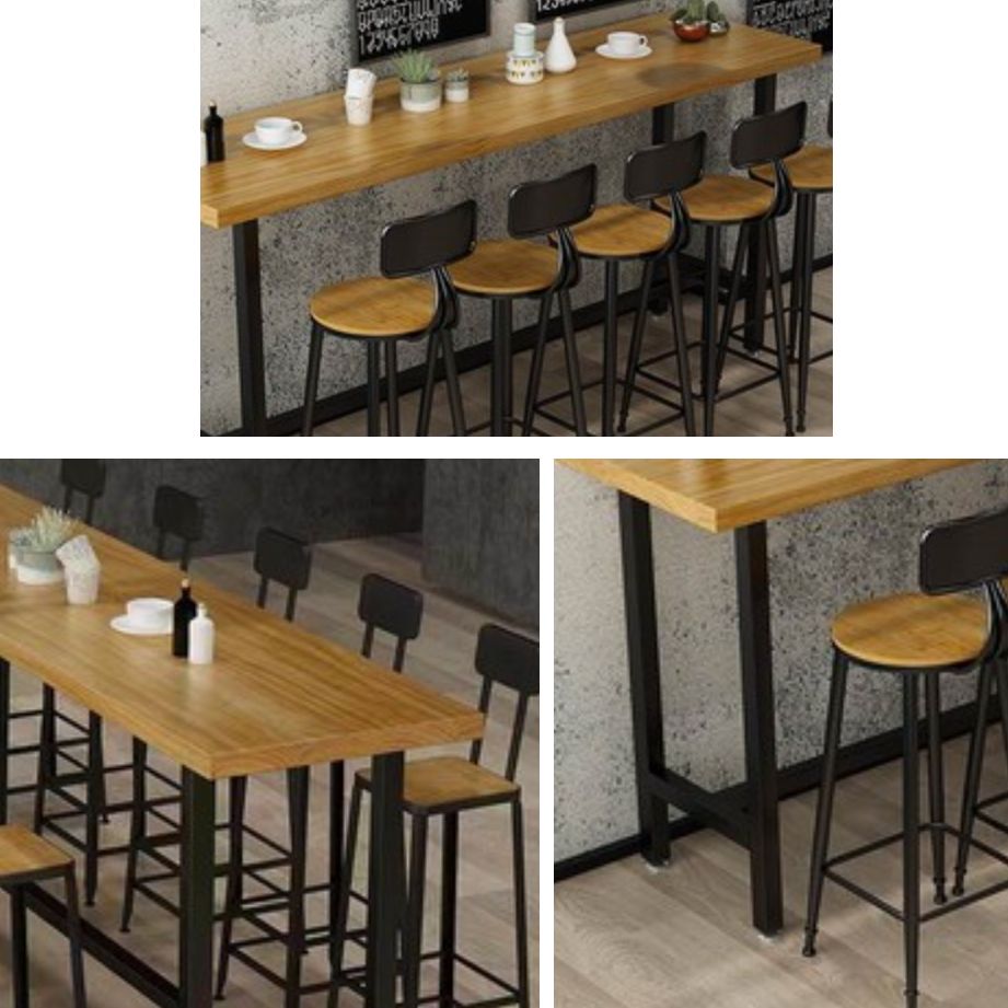 Modern Style Rectangle Bar Table Solid Wood Bistro Bar Desk with Trestle Base Clearhalo 'Bar Furniture' 'Bar Tables' 'bar_tables' 'furn' 'furn_bar_tables' 'Furniture' 'Kitchen & Dining Furniture' 1200x1200_52a61ef5-d869-47a3-93c4-05696dddee25