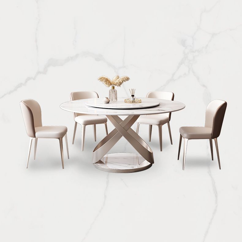 Modern Style 1/4/5/7 Pieces Furniture Round Stone Dining Set in White Clearhalo 'Dining Room Sets' 'Dining Tables & Seating' 'dining_room_set' 'furn' 'furn_dining_room_set' 'Furniture' 'Kitchen & Dining Furniture' 1200x1200_52a8440e-5b98-45b3-9aec-a5c00e9aa8f4