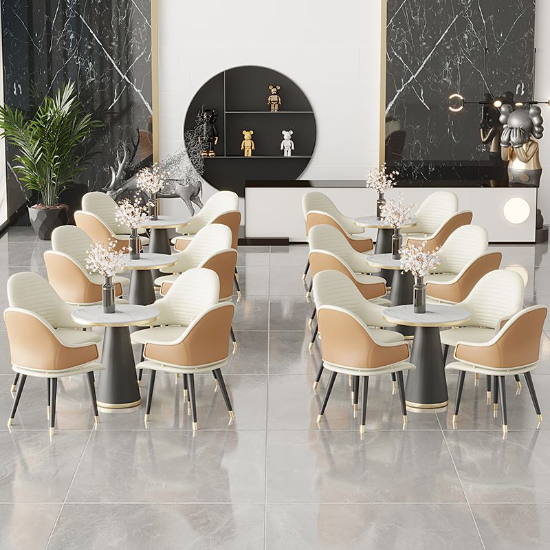 Glam Style 1/5 Pieces Dining Set Sintered Stone Dining Table Set for Home Use Clearhalo 'Dining Room Sets' 'Dining Tables & Seating' 'dining_room_set' 'furn' 'furn_dining_room_set' 'Furniture' 'furniture_dining_room_set' 'Kitchen & Dining Furniture' 'kitchen&dining_furn' 'kitchen' 1200x1200_52a8d8a8-51c9-42b4-8de4-ecbfae9e39b7