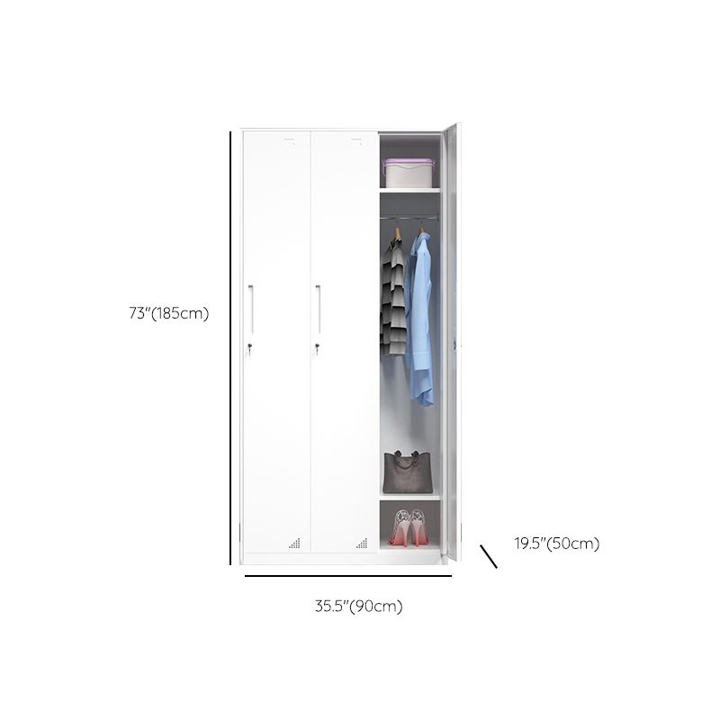 35.5"L x 19.5"W x 73"H White Wardrobe Armoire with Garment Rod Steel Wardrobe Cabinet Clearhalo 'Armoires & Wardrobes' 'armoires_wardrobes' 'Bedroom Furniture' 'furn' 'furn_armoires_wardrobes' 'Furniture' 1200x1200_52a8f076-7a26-4e85-8782-fff09501e6ce